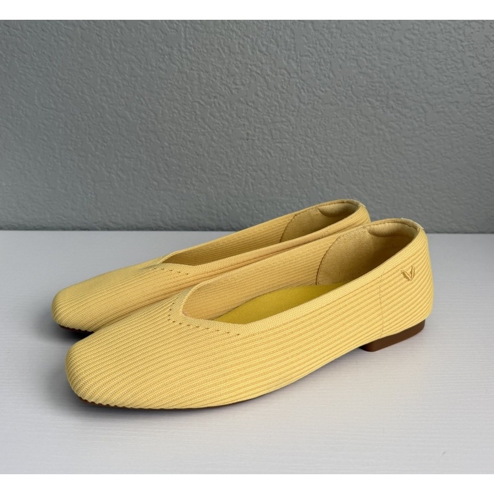 VIVAIA Margot 2.0 Women's US 8 EU 39 Yellow Knit Square Toe Ballet Flats